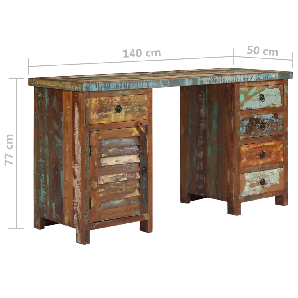 vidaXL Bureau 140x50x77 cm massief gerecycled hout