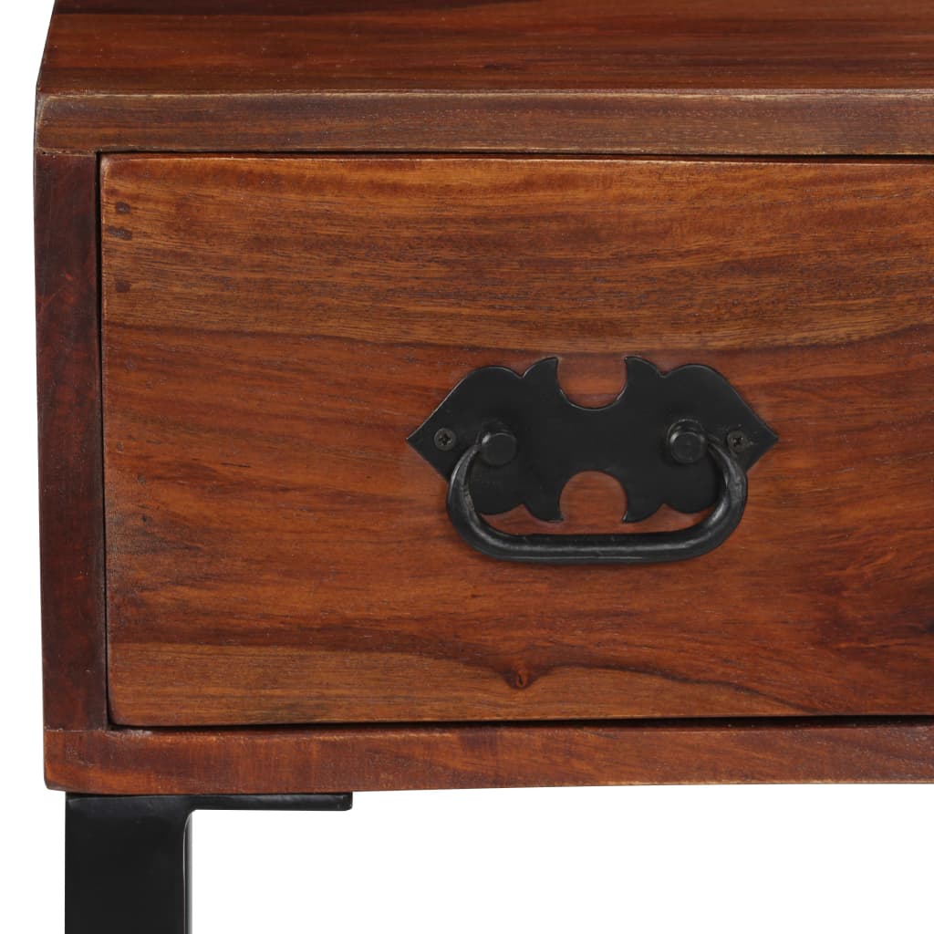 vidaXL Bureau 117x50x76 cm massief acaciahout en echt leer