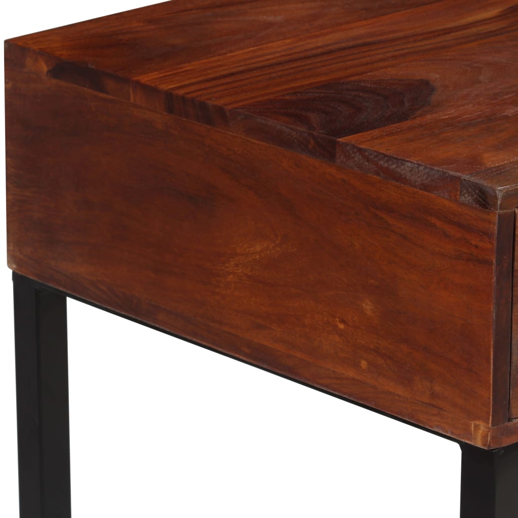 vidaXL Bureau 117x50x76 cm massief acaciahout en echt leer