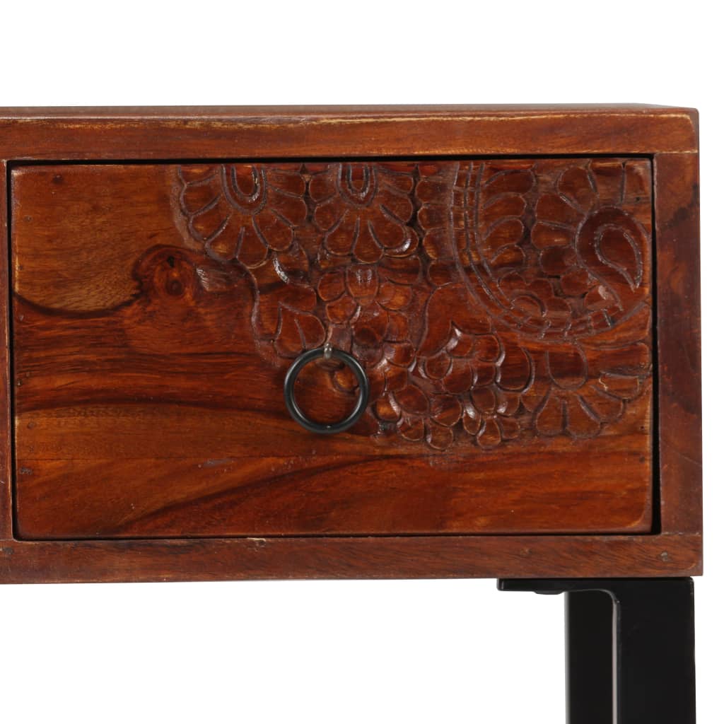 vidaXL Bureau 117x50x76 cm massief acaciahout en echt leer