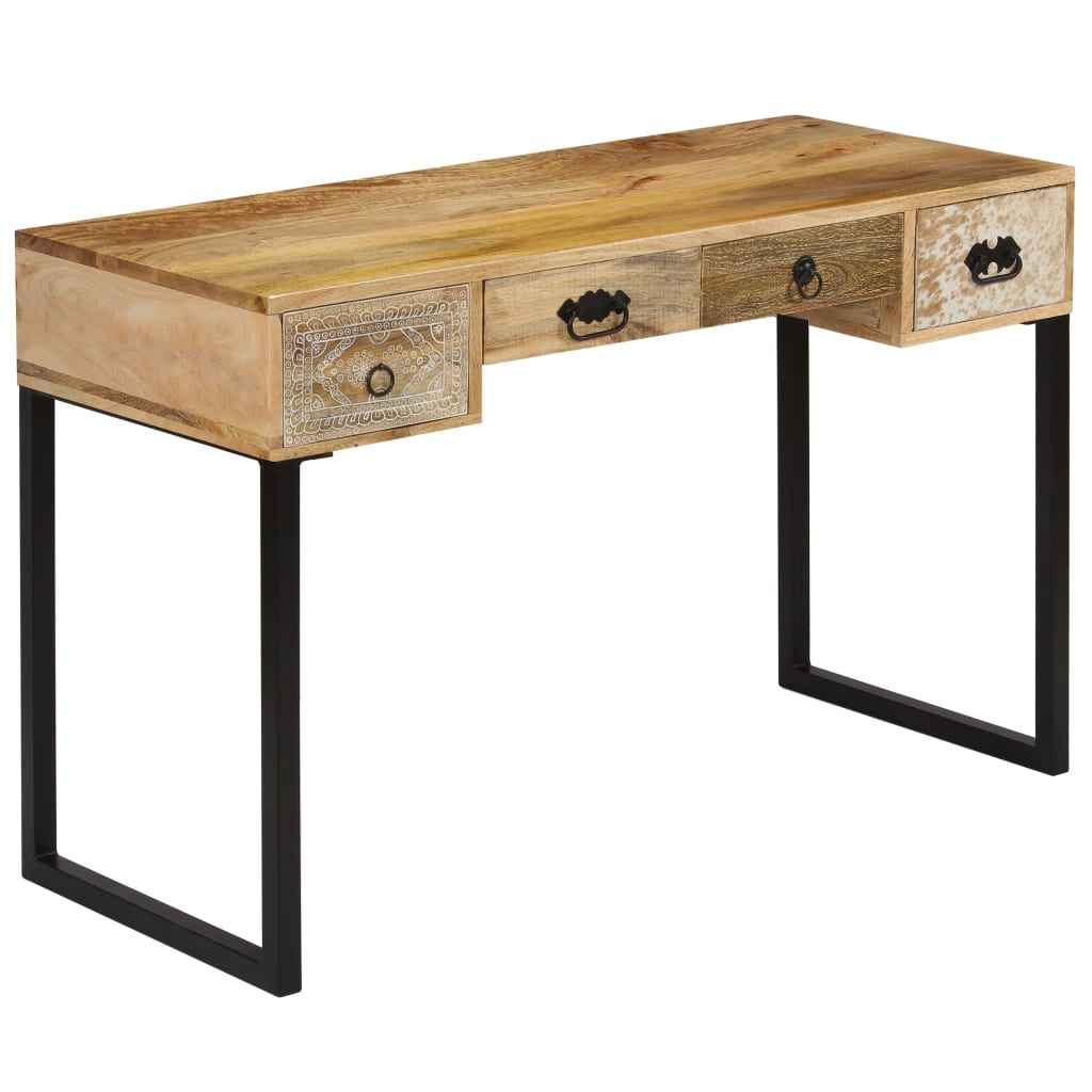 vidaXL Bureau 117x50x76 cm massief acaciahout en echt leer