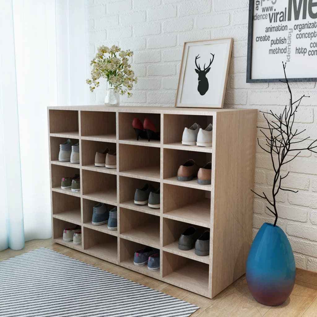 vidaXL Schoenenrek 92x30x67,5 cm bewerkt hout eikenkleurig