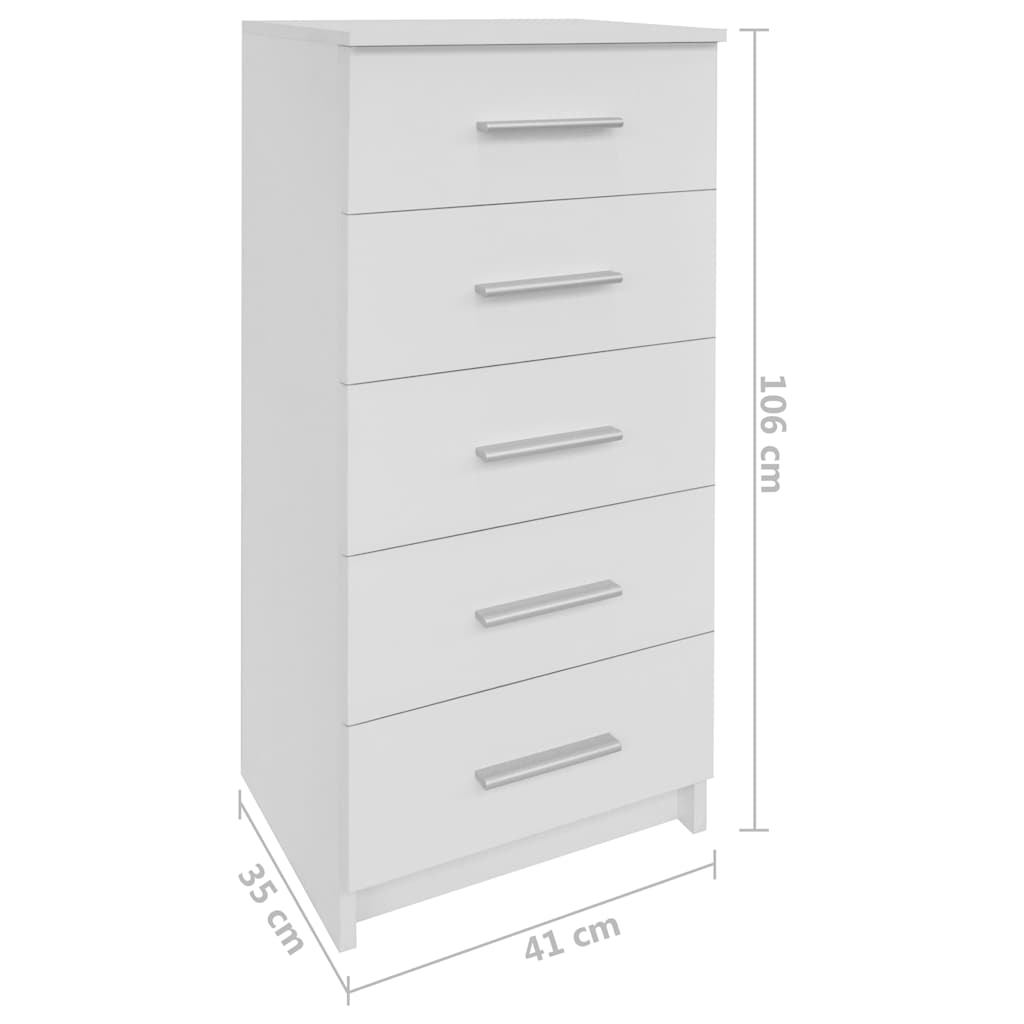 vidaXL Ladekast hoog 41x35x106 cm bewerkt hout wit