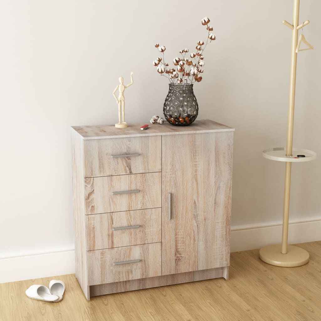 vidaXL Dressoir 79x35x88 cm bewerkt hout eiken