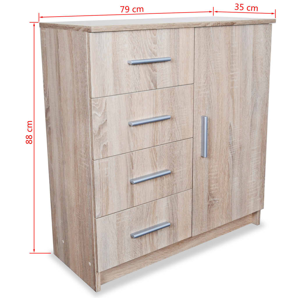 vidaXL Dressoir 79x35x88 cm bewerkt hout eiken