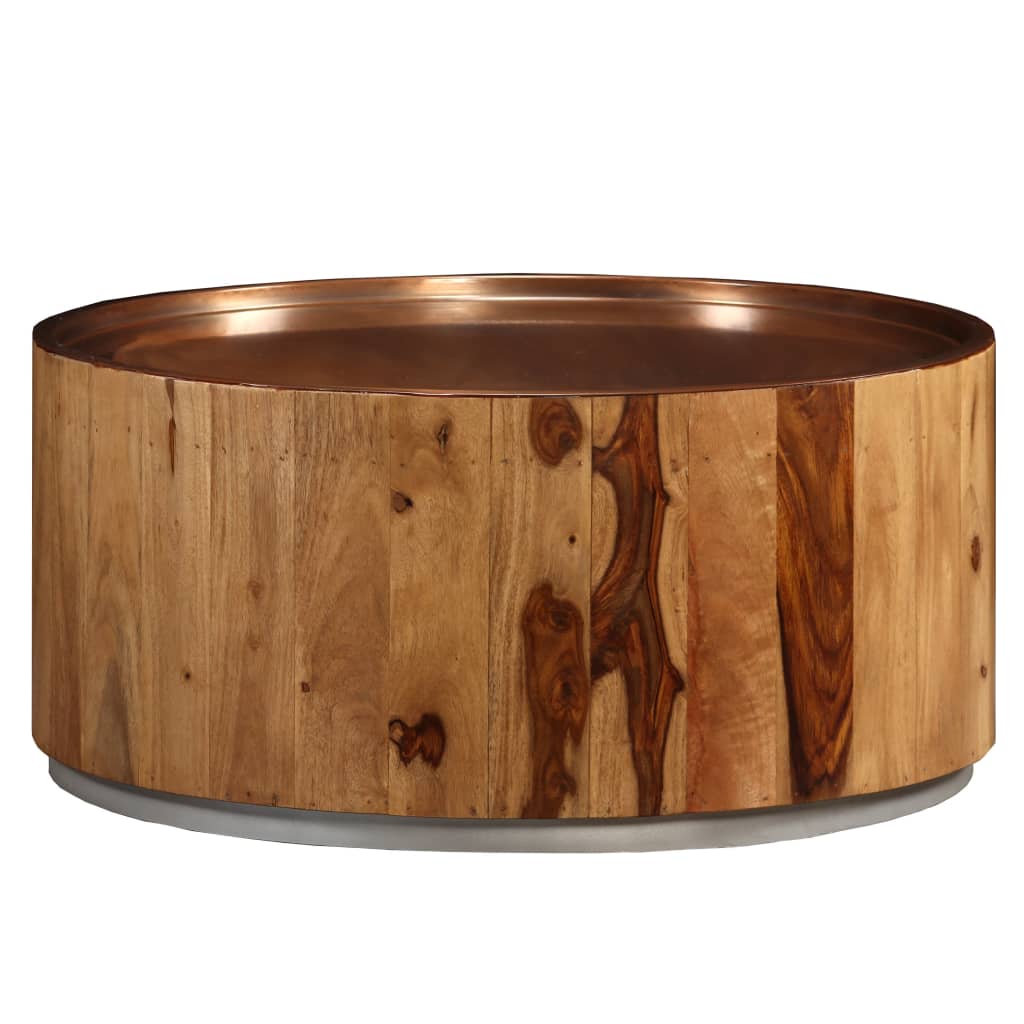 vidaXL Salontafel 68 cm massief acaciahout en staal