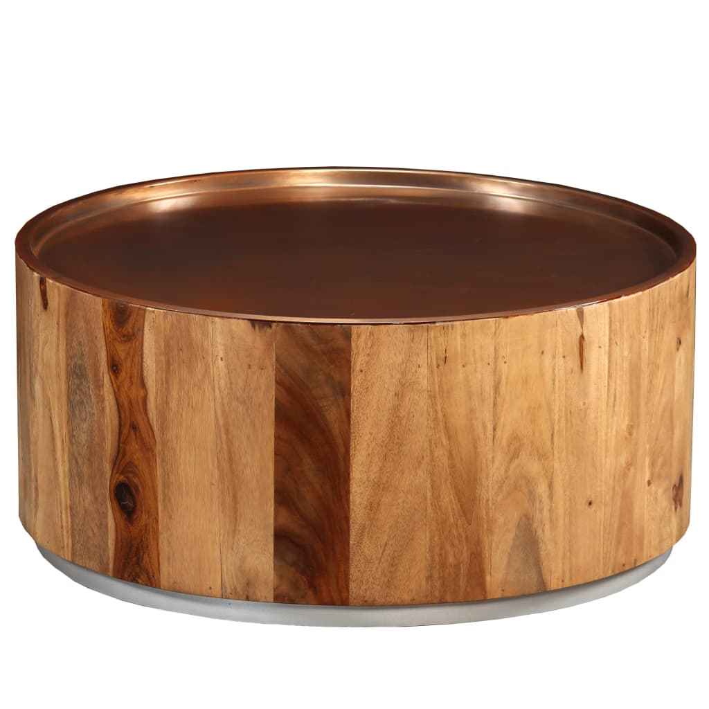 vidaXL Salontafel 68 cm massief acaciahout en staal