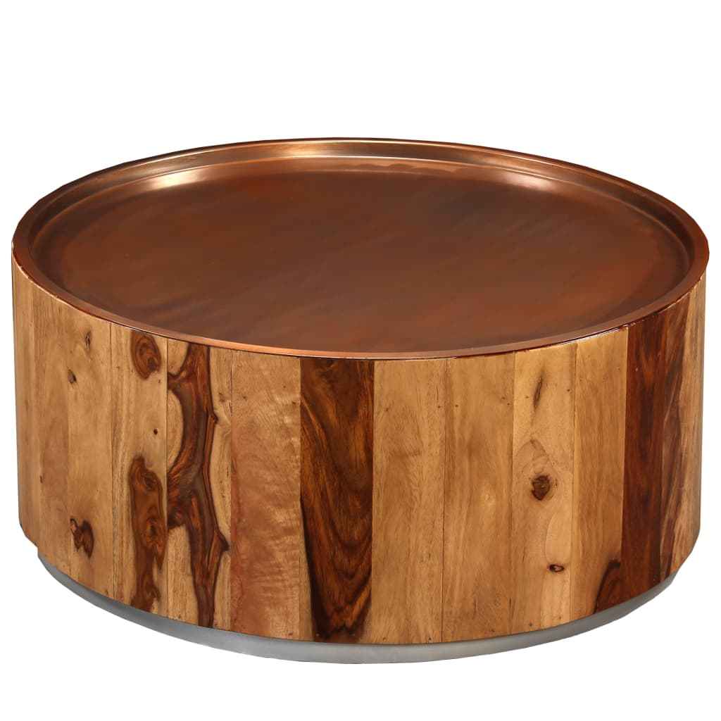 vidaXL Salontafel 68 cm massief acaciahout en staal