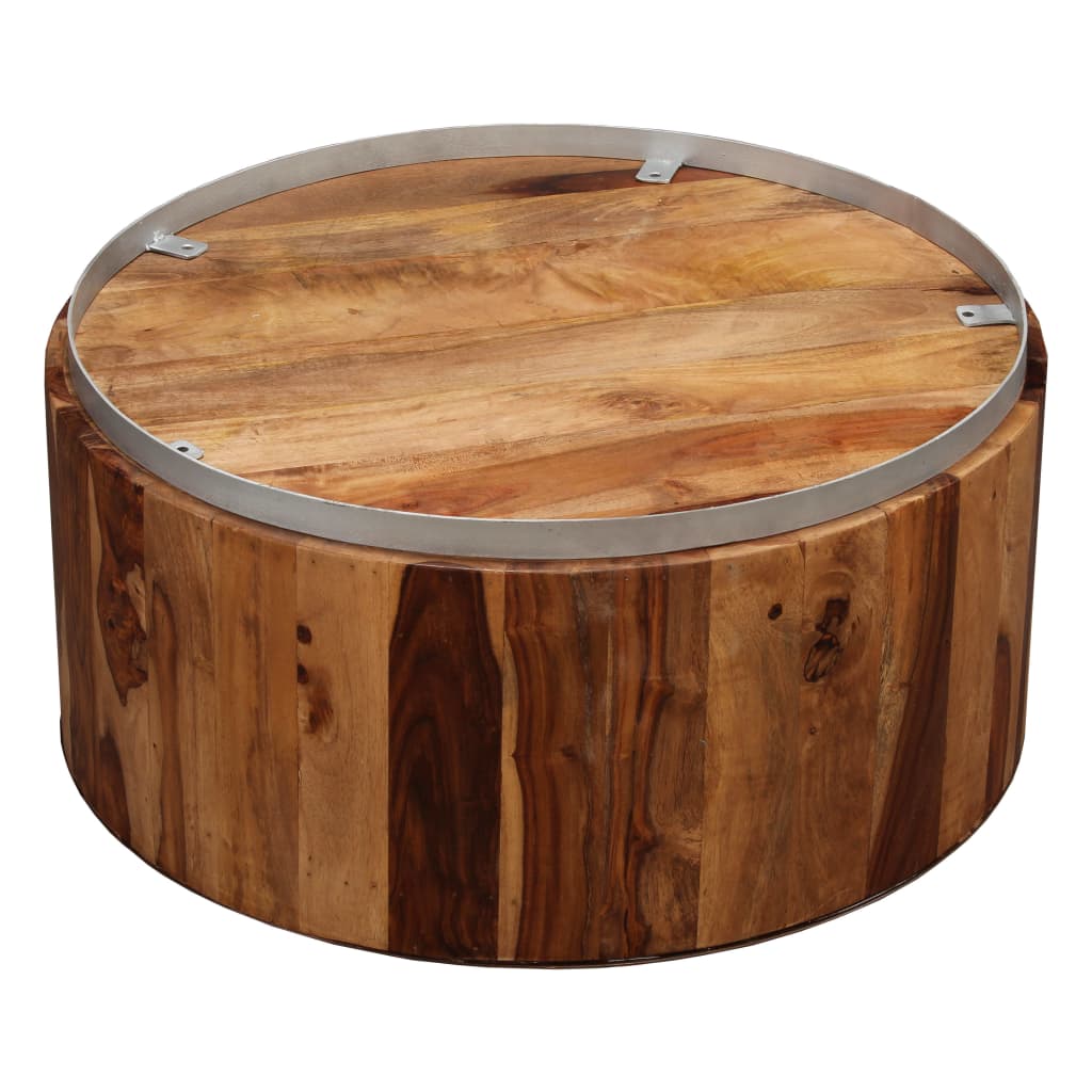 vidaXL Salontafel 68 cm massief acaciahout en staal