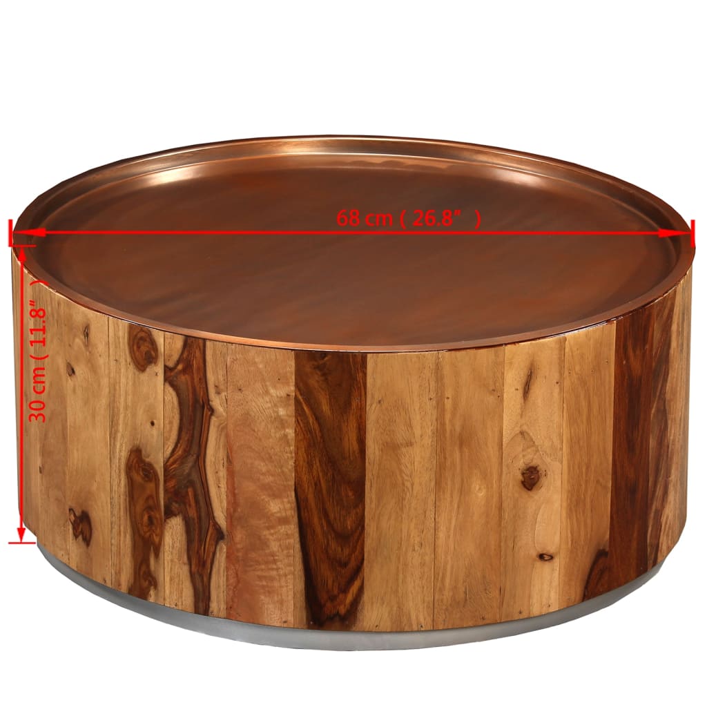 vidaXL Salontafel 68 cm massief acaciahout en staal