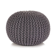 vidaXL Poef handgebreid 50x35 cm katoen grijs