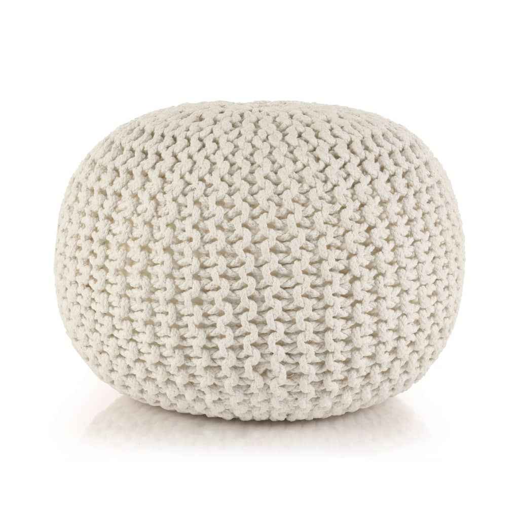 vidaXL Poef handgebreid 50x35 cm katoen grijs