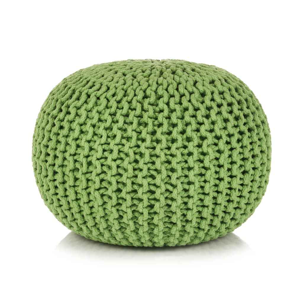 vidaXL Poef handgebreid 50x35 cm katoen grijs