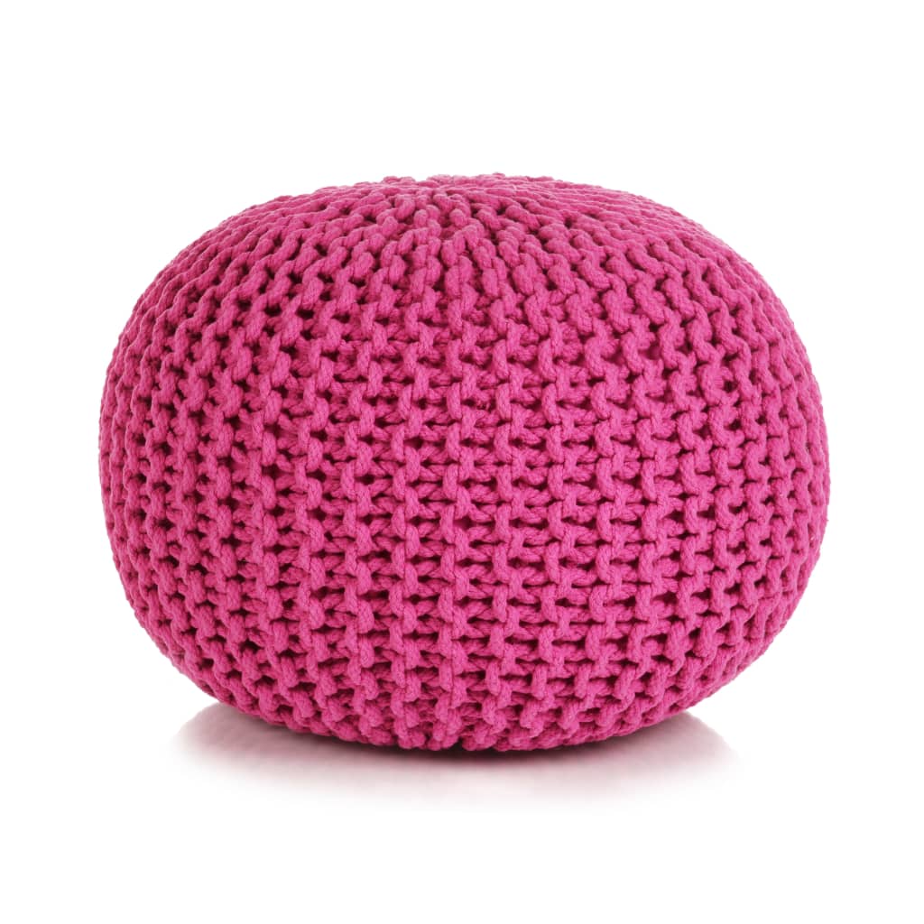 vidaXL Poef handgebreid 50x35 cm katoen grijs