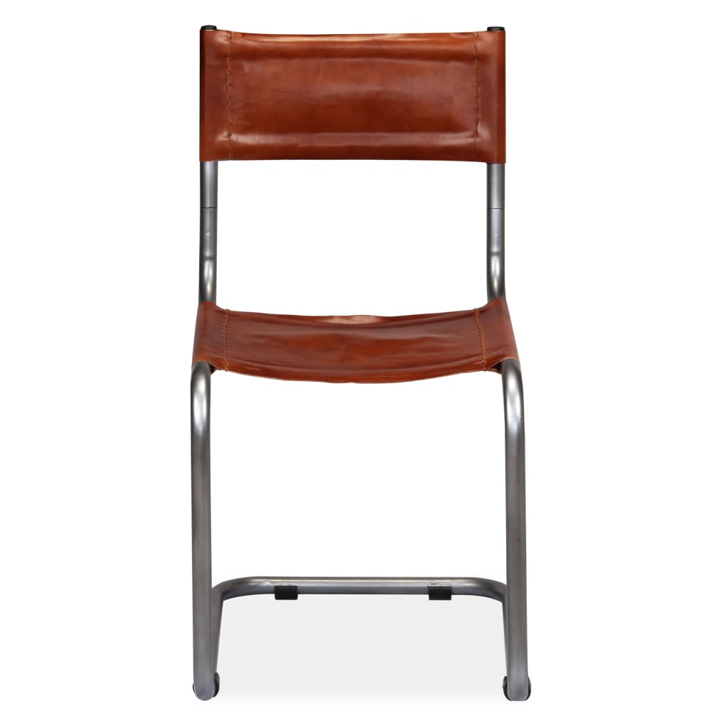 vidaXL Eetkamerstoelen 2 st echt leer bruin