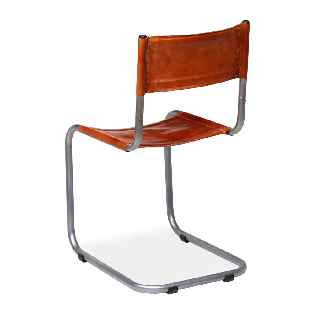 vidaXL Eetkamerstoelen 2 st echt leer bruin
