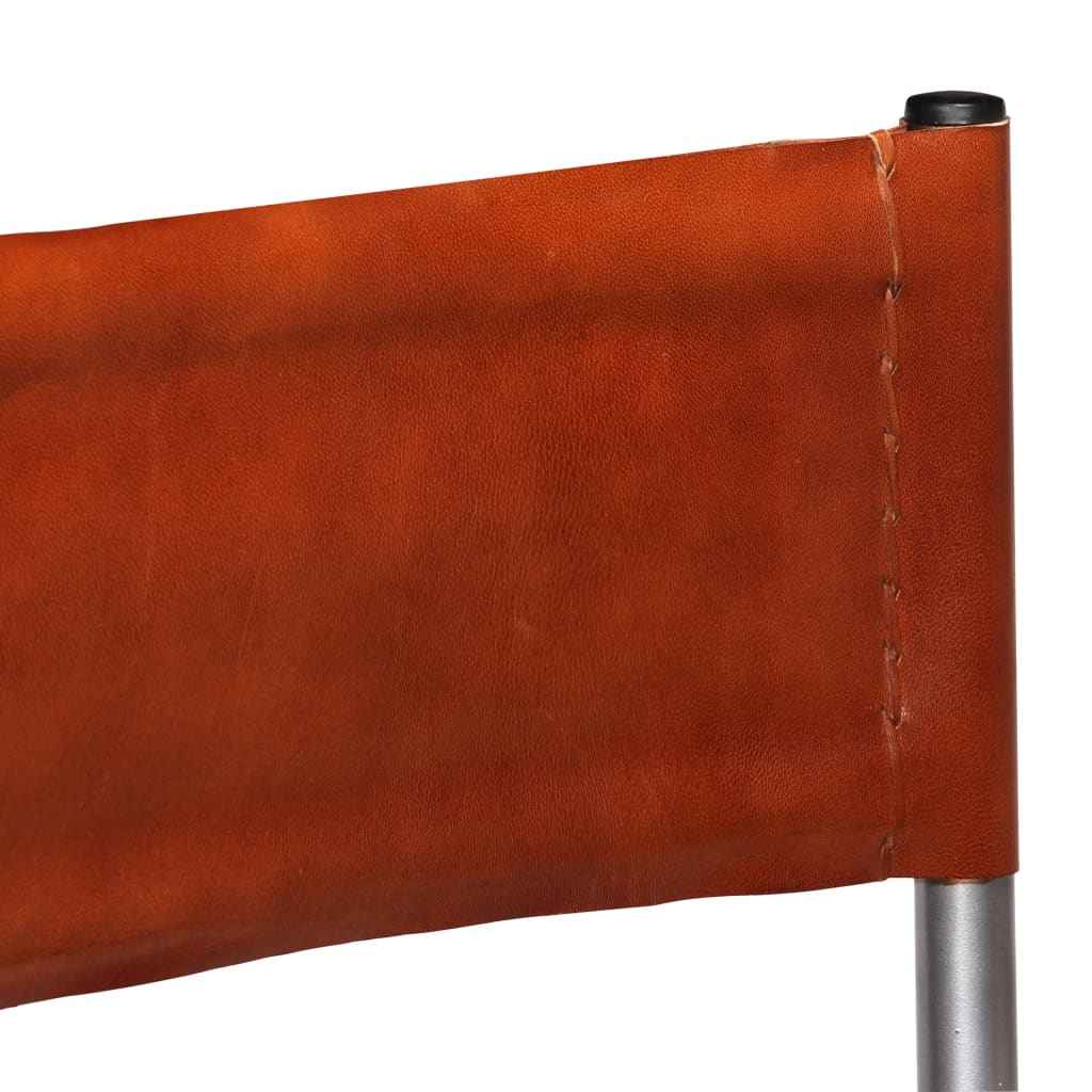 vidaXL Eetkamerstoelen 2 st echt leer bruin
