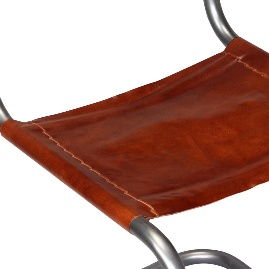 vidaXL Eetkamerstoelen 2 st echt leer bruin