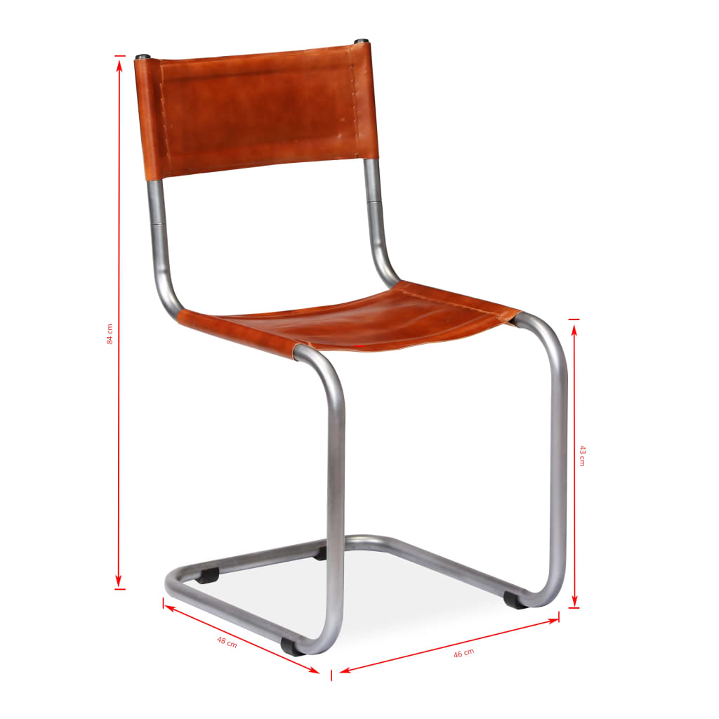 vidaXL Eetkamerstoelen 2 st echt leer bruin