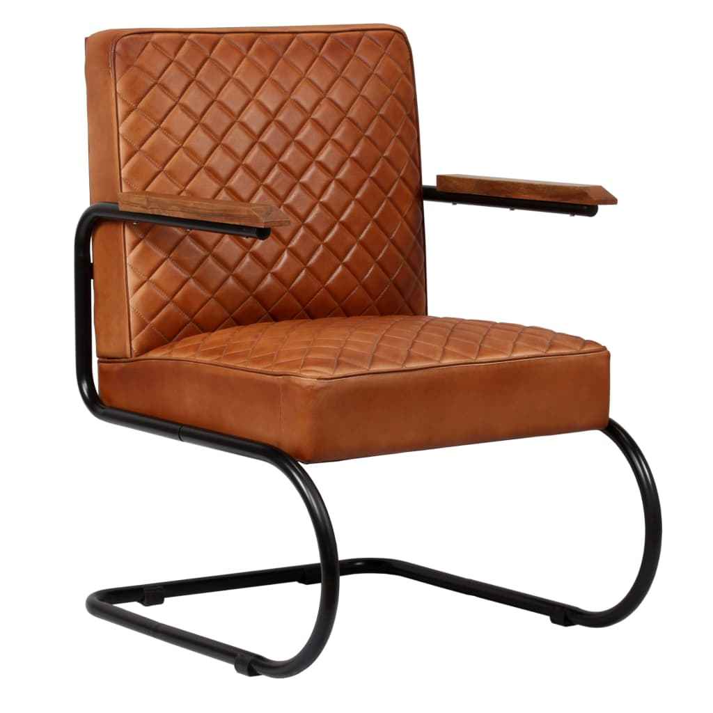 vidaXL Fauteuil echt leer lichtbruin