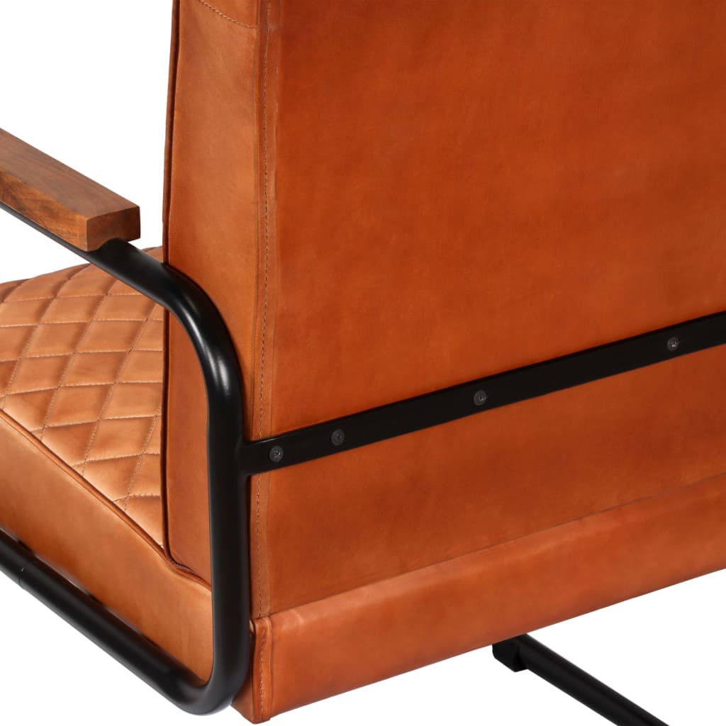 vidaXL Fauteuil echt leer lichtbruin