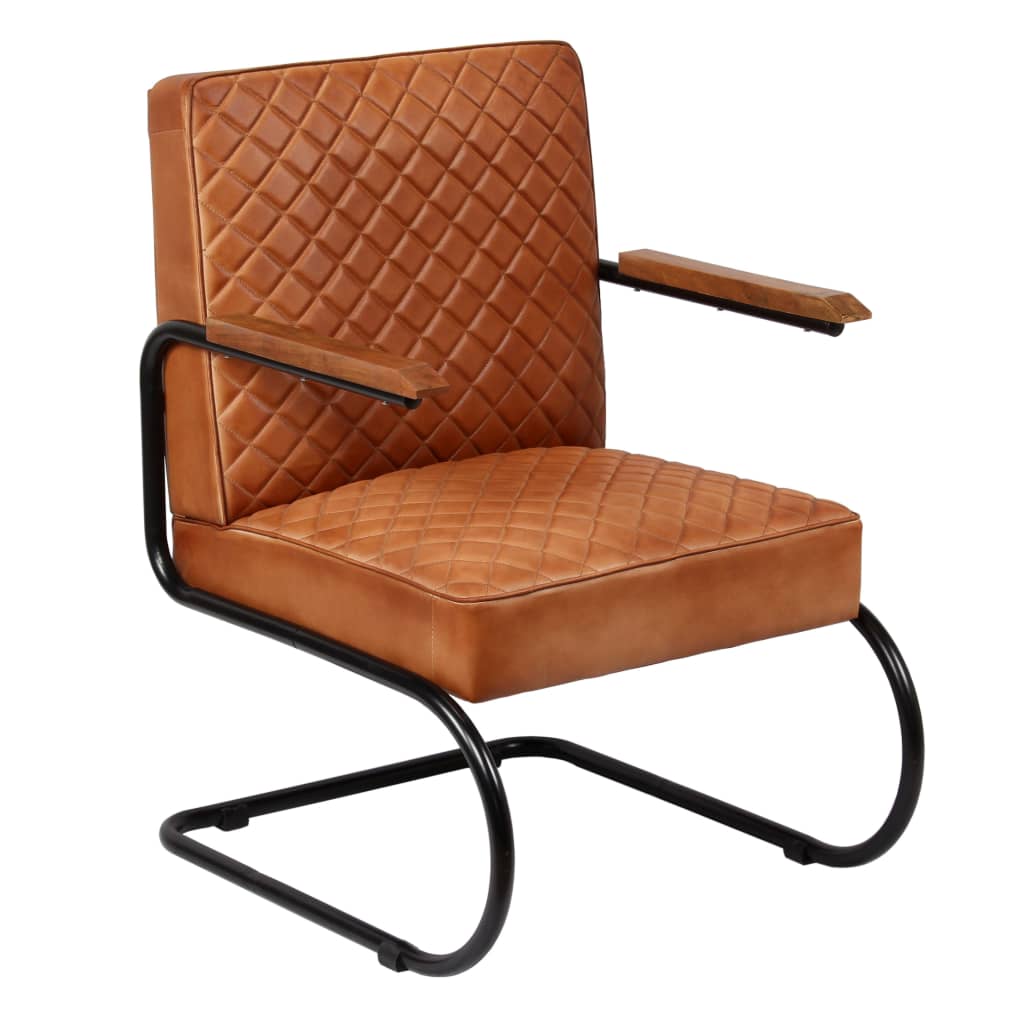 vidaXL Fauteuil echt leer lichtbruin