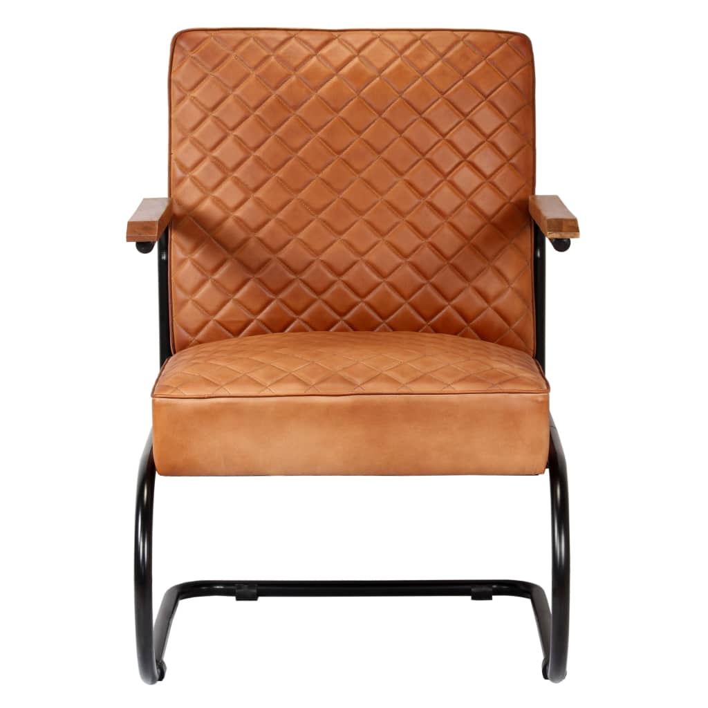 vidaXL Fauteuil echt leer lichtbruin