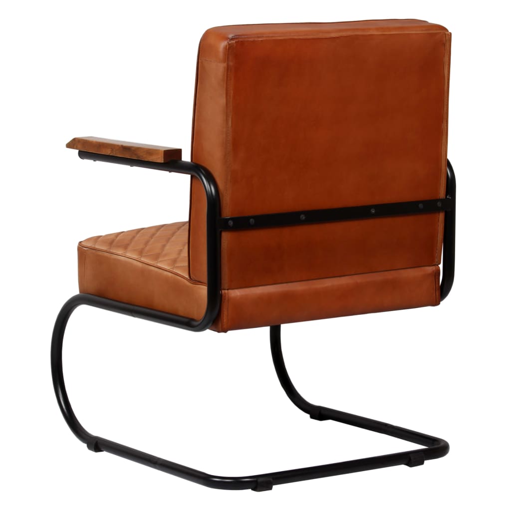 vidaXL Fauteuil echt leer lichtbruin