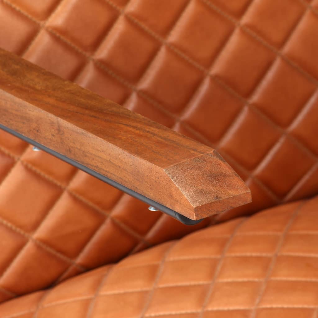 vidaXL Fauteuil echt leer lichtbruin