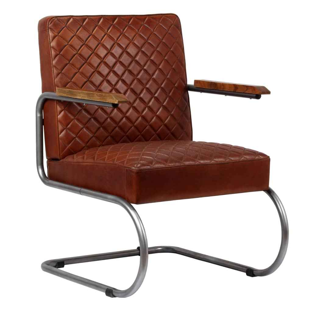vidaXL Fauteuil echt leer lichtbruin