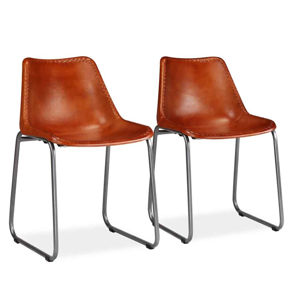 vidaXL Eetkamerstoelen echt geitenleer 2 st