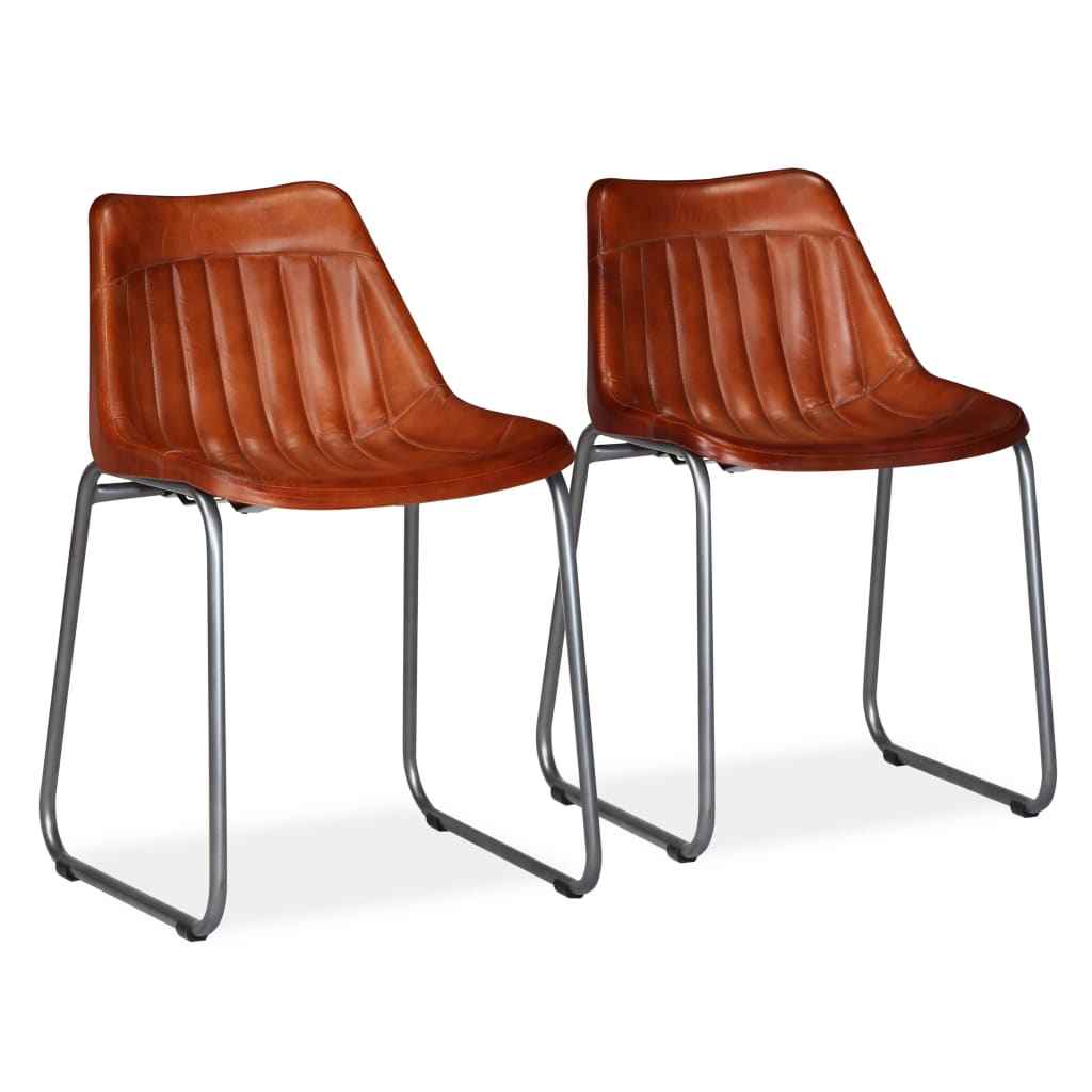 vidaXL Eetkamerstoelen echt geitenleer 2 st