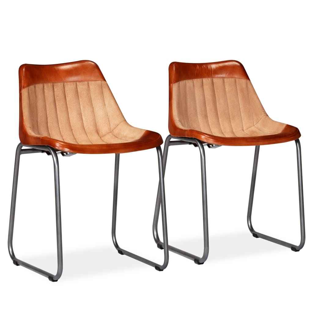 vidaXL Eetkamerstoelen echt geitenleer 2 st
