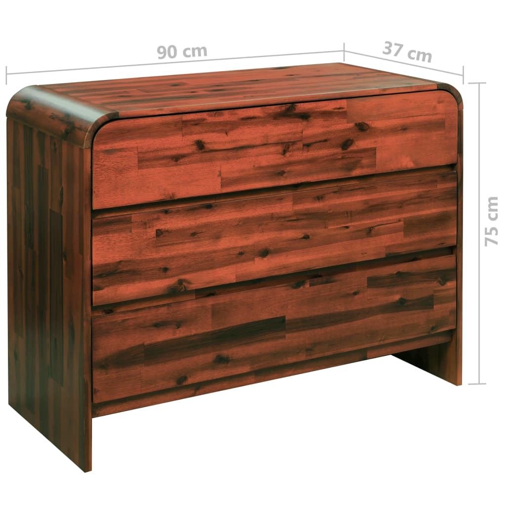 vidaXL Ladekast 45x37x75 cm massief acaciahout