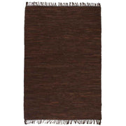 vidaXL Vloerkleed Chindi handgeweven 160x230 cm leer bruin
