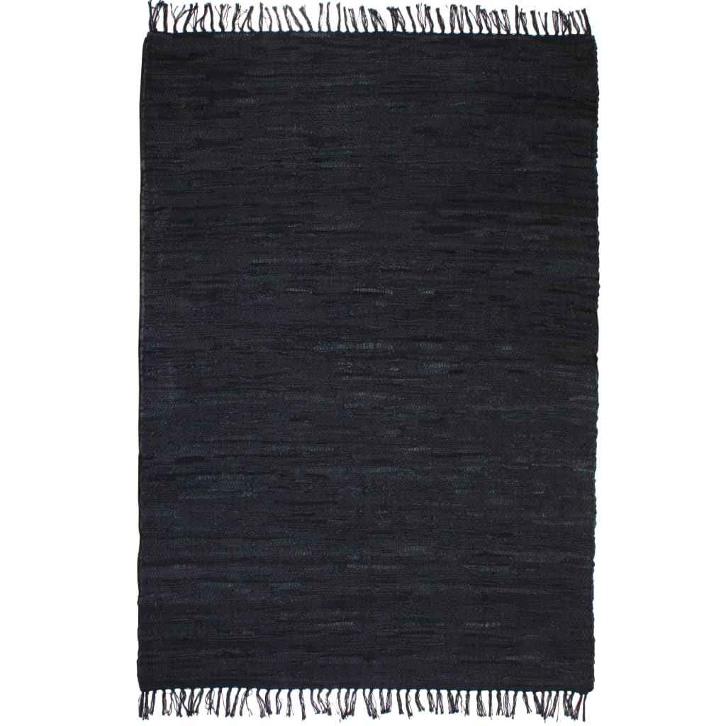 vidaXL Vloerkleed Chindi handgeweven 160x230 cm leer bruin