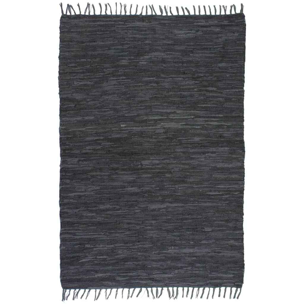 vidaXL Vloerkleed Chindi handgeweven 160x230 cm leer bruin