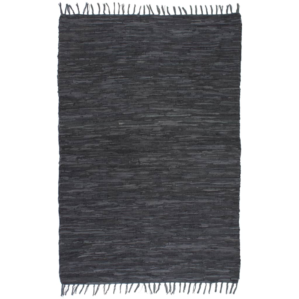 vidaXL Vloerkleed Chindi handgeweven 160x230 cm leer bruin