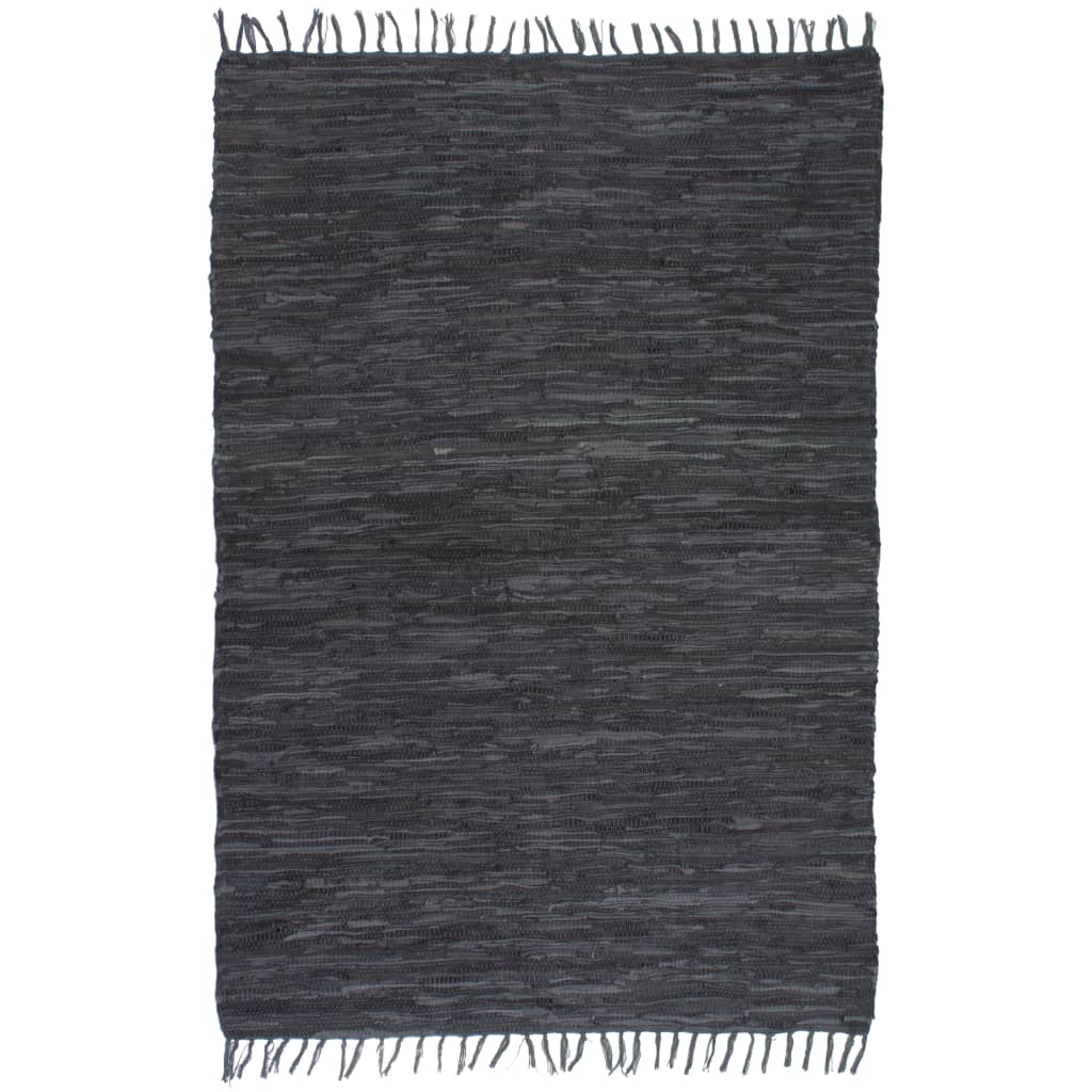 vidaXL Vloerkleed Chindi handgeweven 160x230 cm leer bruin