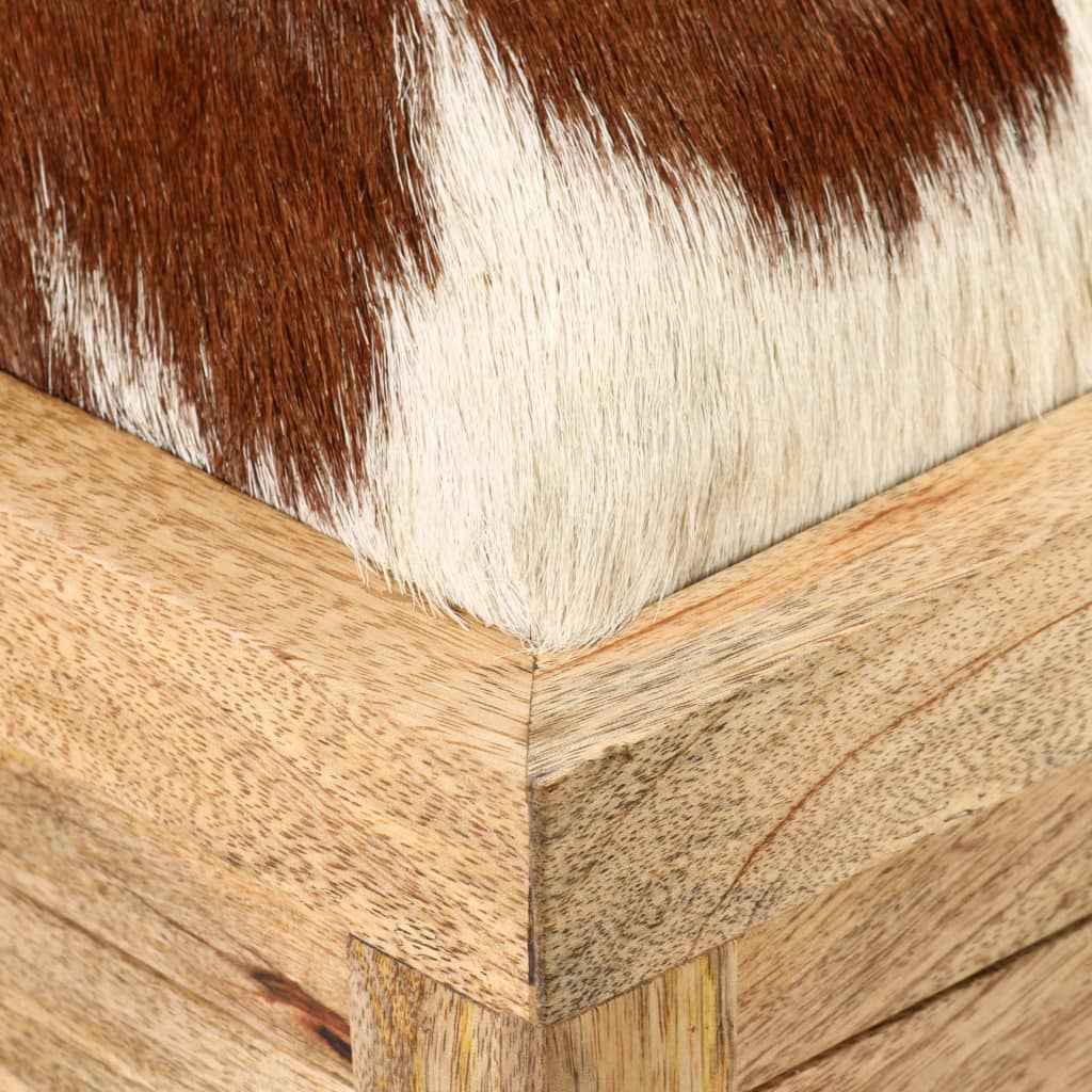 vidaXL Opbergbankje 80x44x44 cm echt leer en massief mangohout