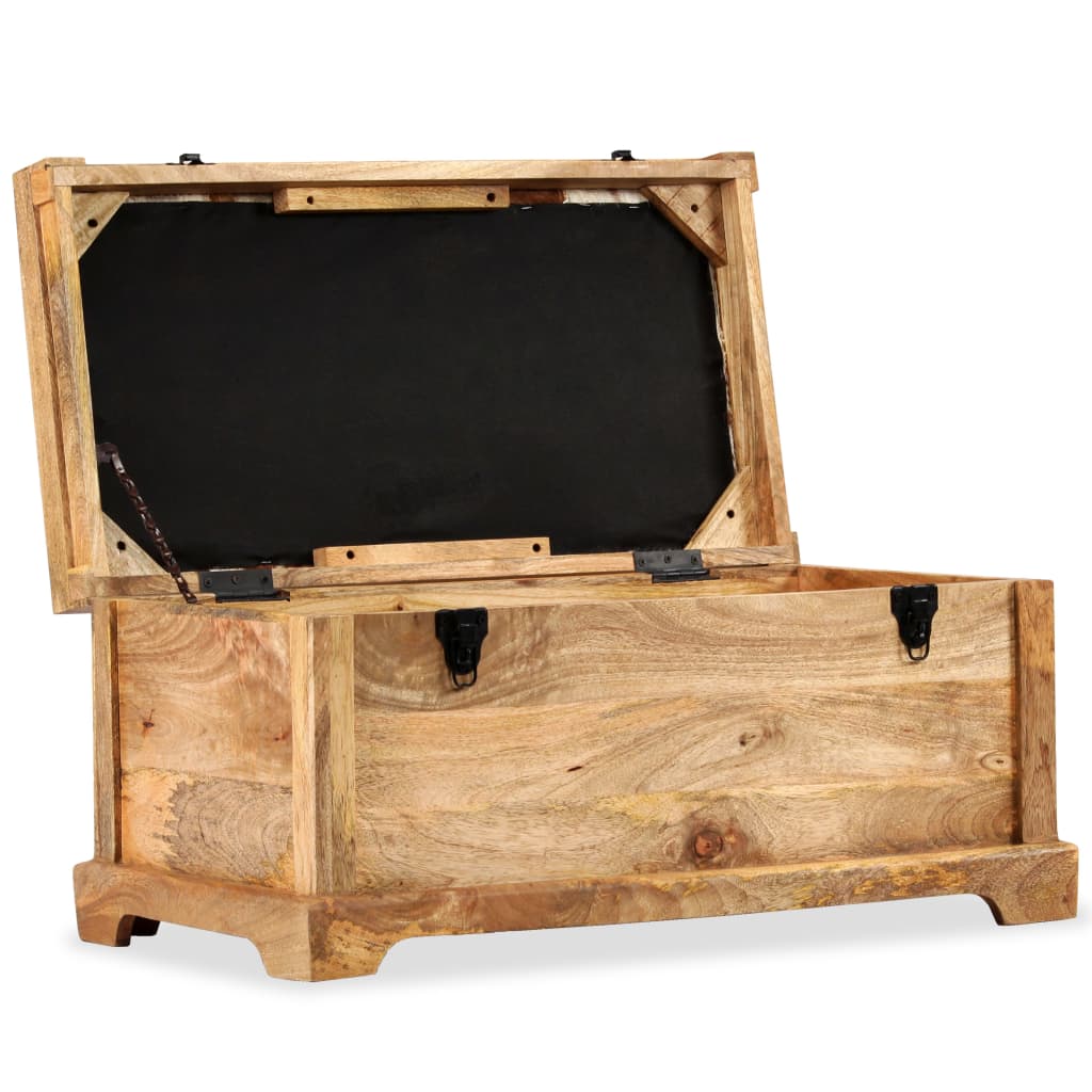 vidaXL Opbergbankje 80x44x44 cm echt leer en massief mangohout