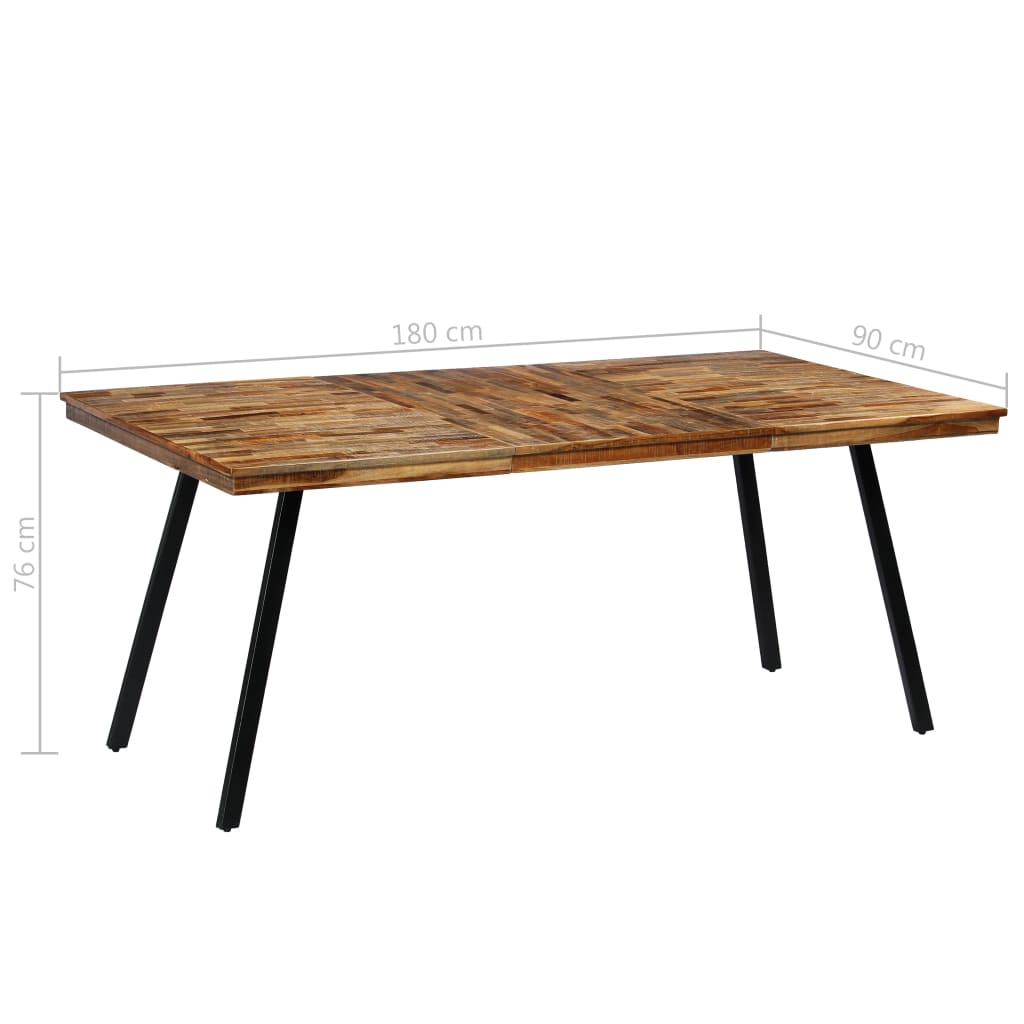 vidaXL Eettafel 180x90x76 cm gerecycled teakhout en staal