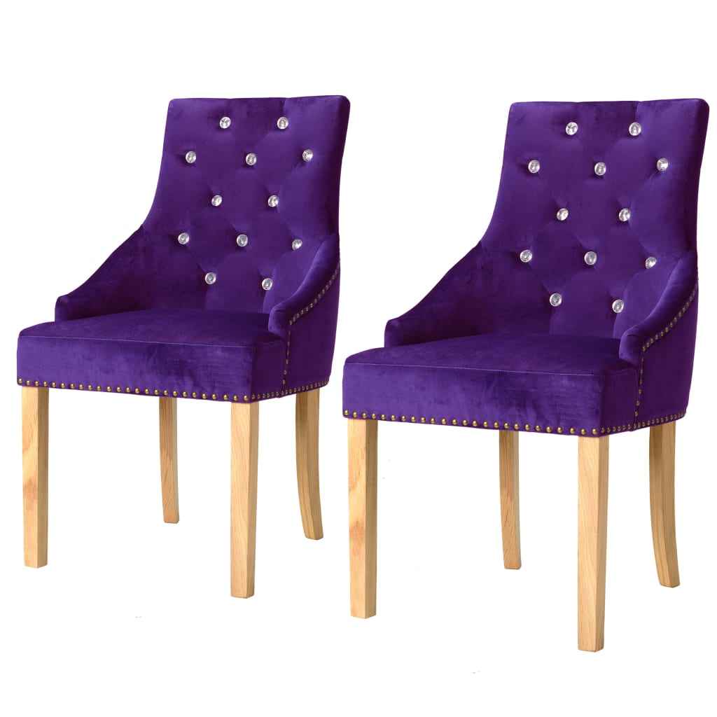vidaXL Eetkamerstoelen 2 st massief eikenhout en fluweel paars