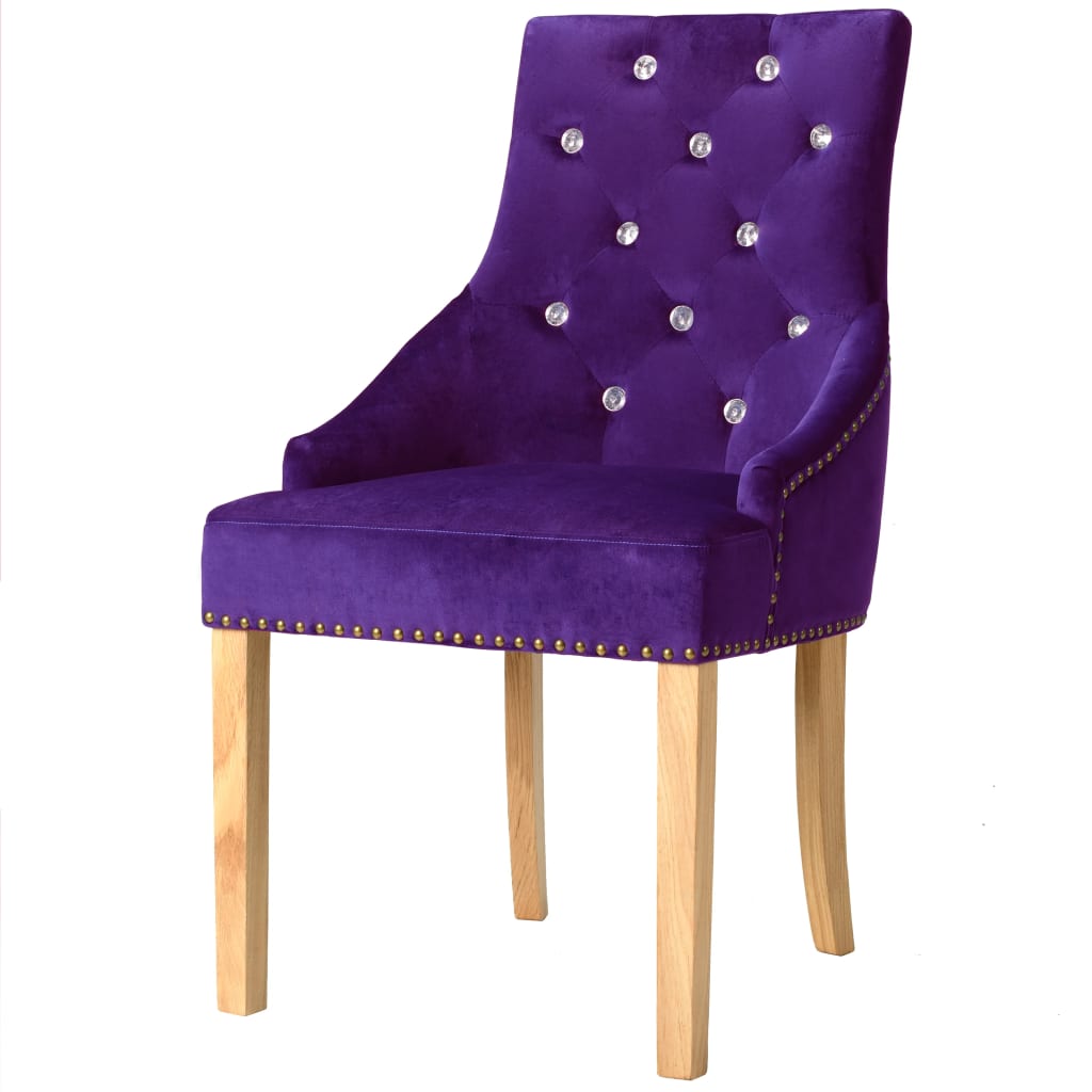 vidaXL Eetkamerstoelen 2 st massief eikenhout en fluweel paars