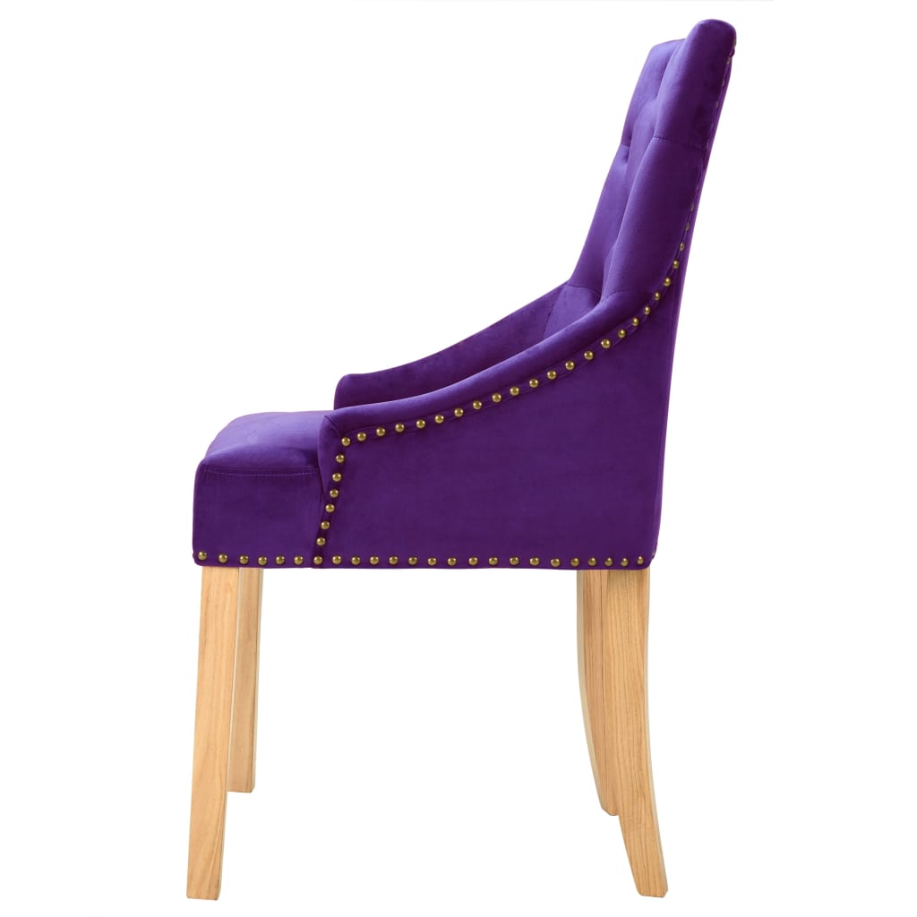 vidaXL Eetkamerstoelen 2 st massief eikenhout en fluweel paars