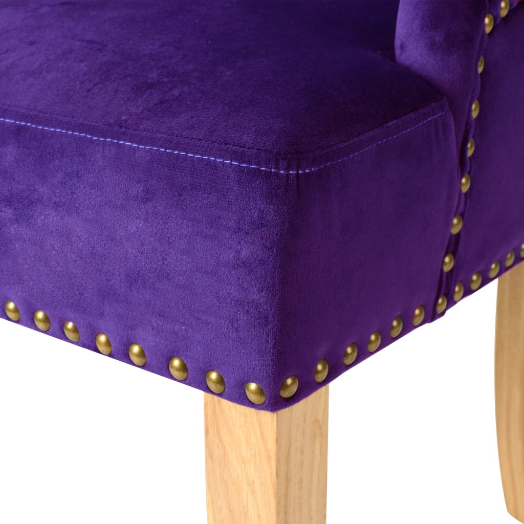vidaXL Eetkamerstoelen 2 st massief eikenhout en fluweel paars