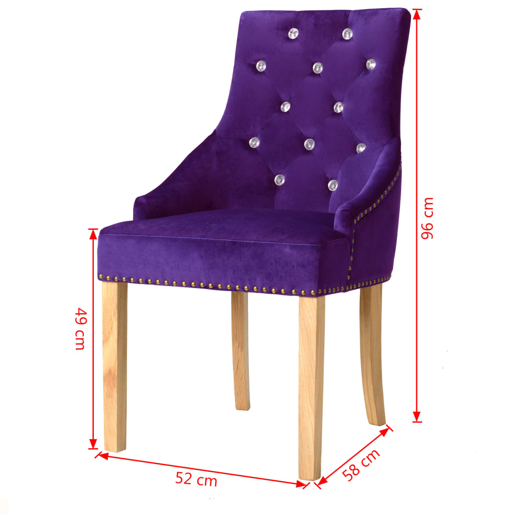 vidaXL Eetkamerstoelen 2 st massief eikenhout en fluweel paars