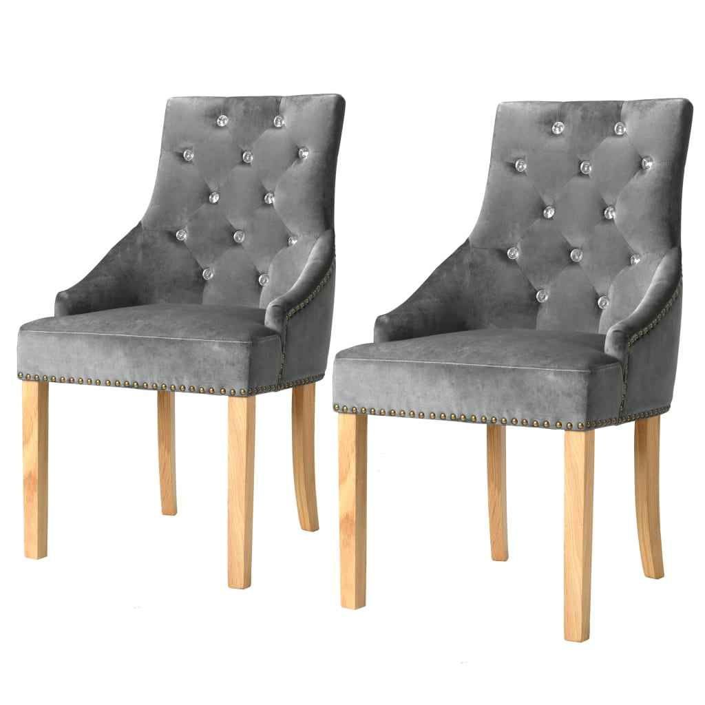 vidaXL Eetkamerstoelen 2 st massief eikenhout en fluweel paars