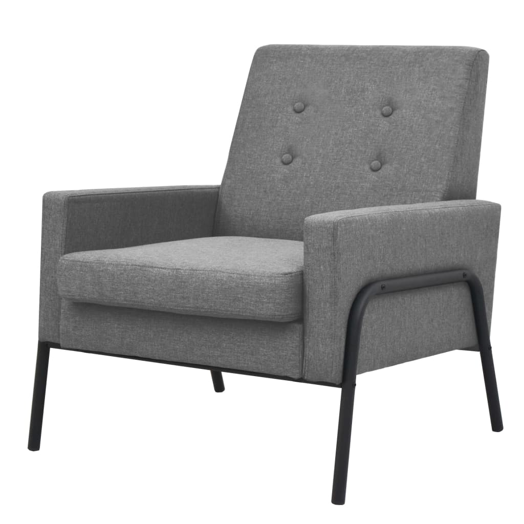 vidaXL Fauteuil staal en stof lichtgrijs