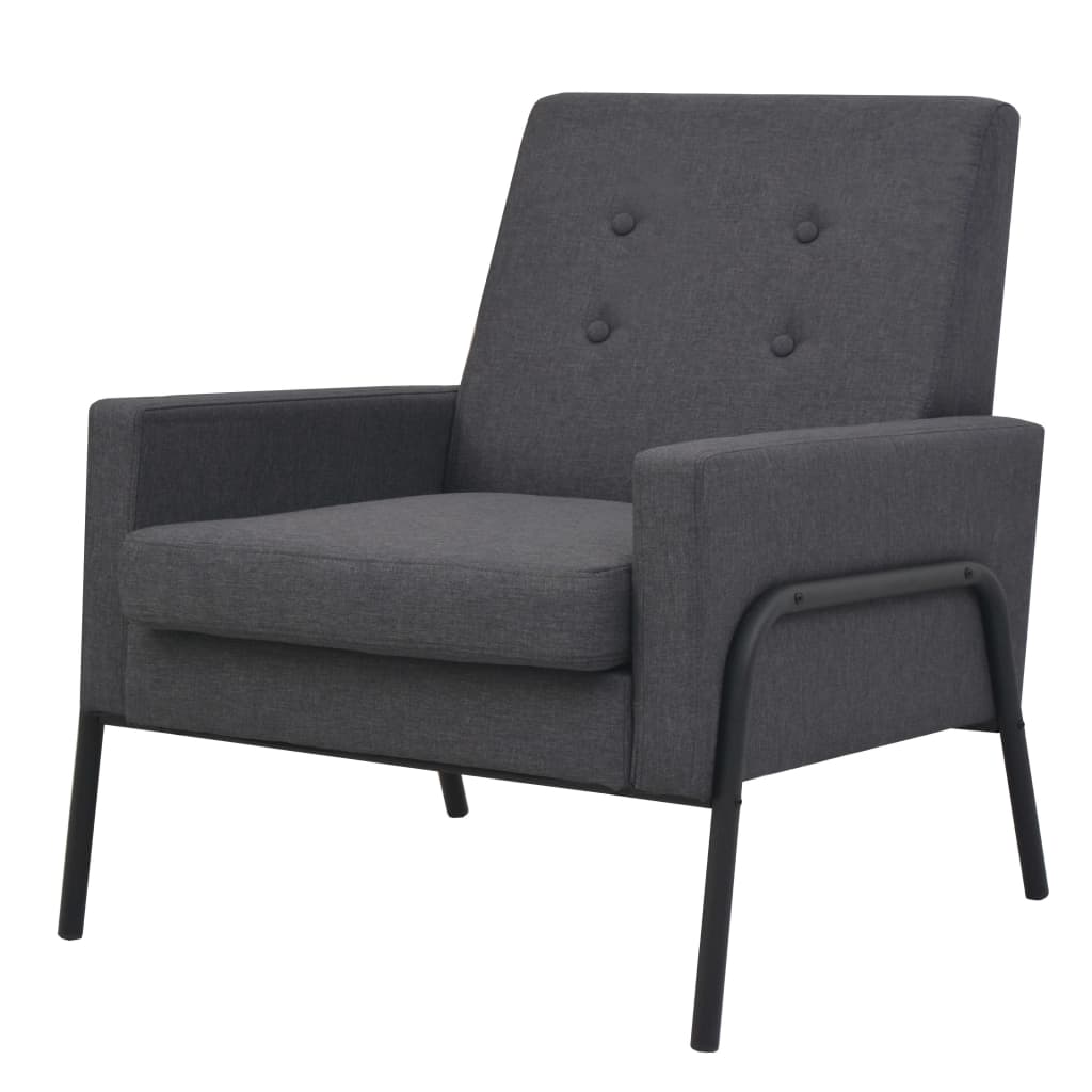 vidaXL Fauteuil staal en stof lichtgrijs